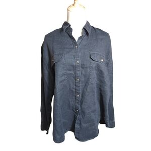 Ralph Lauren Black Linen Button Down Shirt